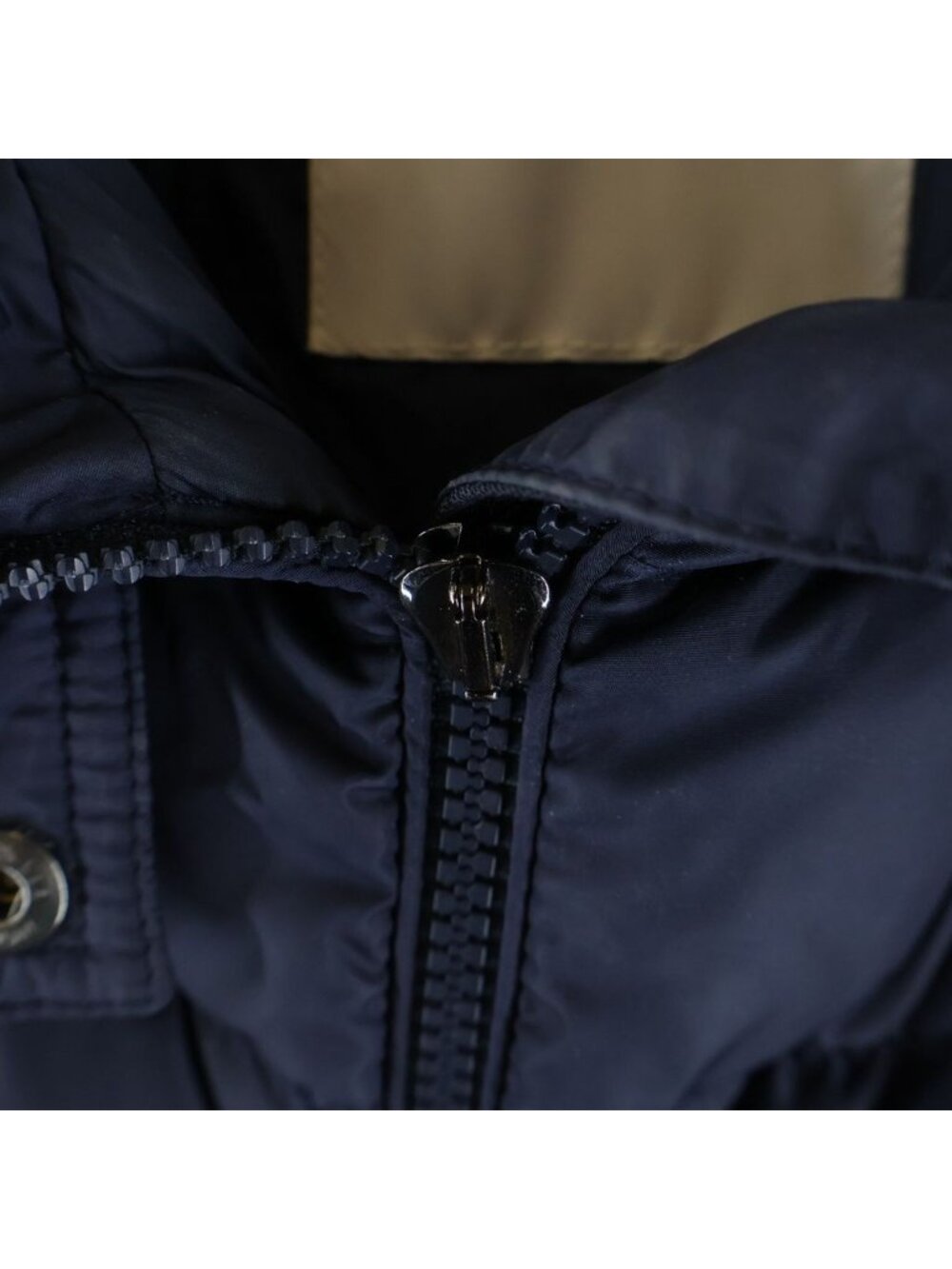 Moncler Flammette Down Coat Nylon Hood Navy - Picture 4 of 8